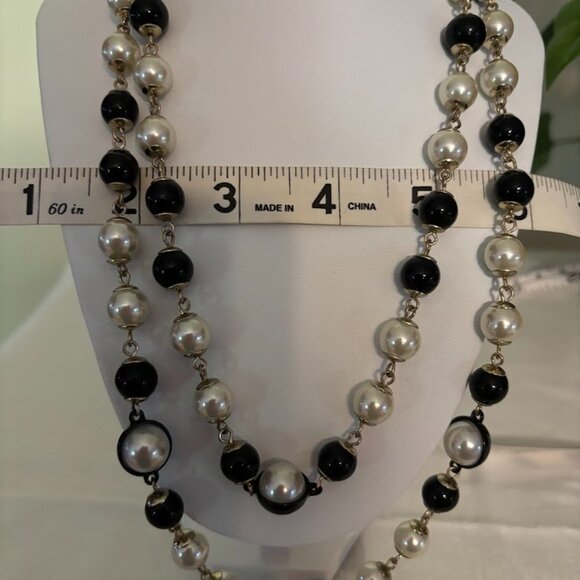 Anne Klein Black and White Pearl Necklace (43") and Bracelet (8") with 3 Strands - Picture 8 of 15
